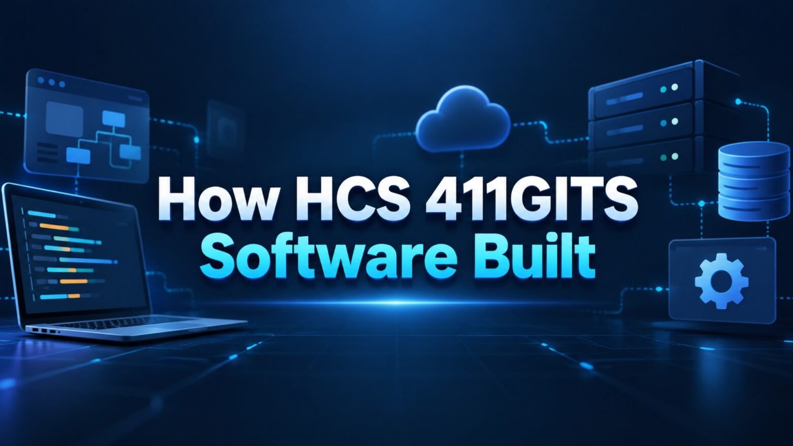 how hcs 411gits software built shown in a modern tech-themed software architecture blog header.