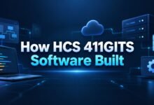 how hcs 411gits software built shown in a modern tech-themed software architecture blog header.